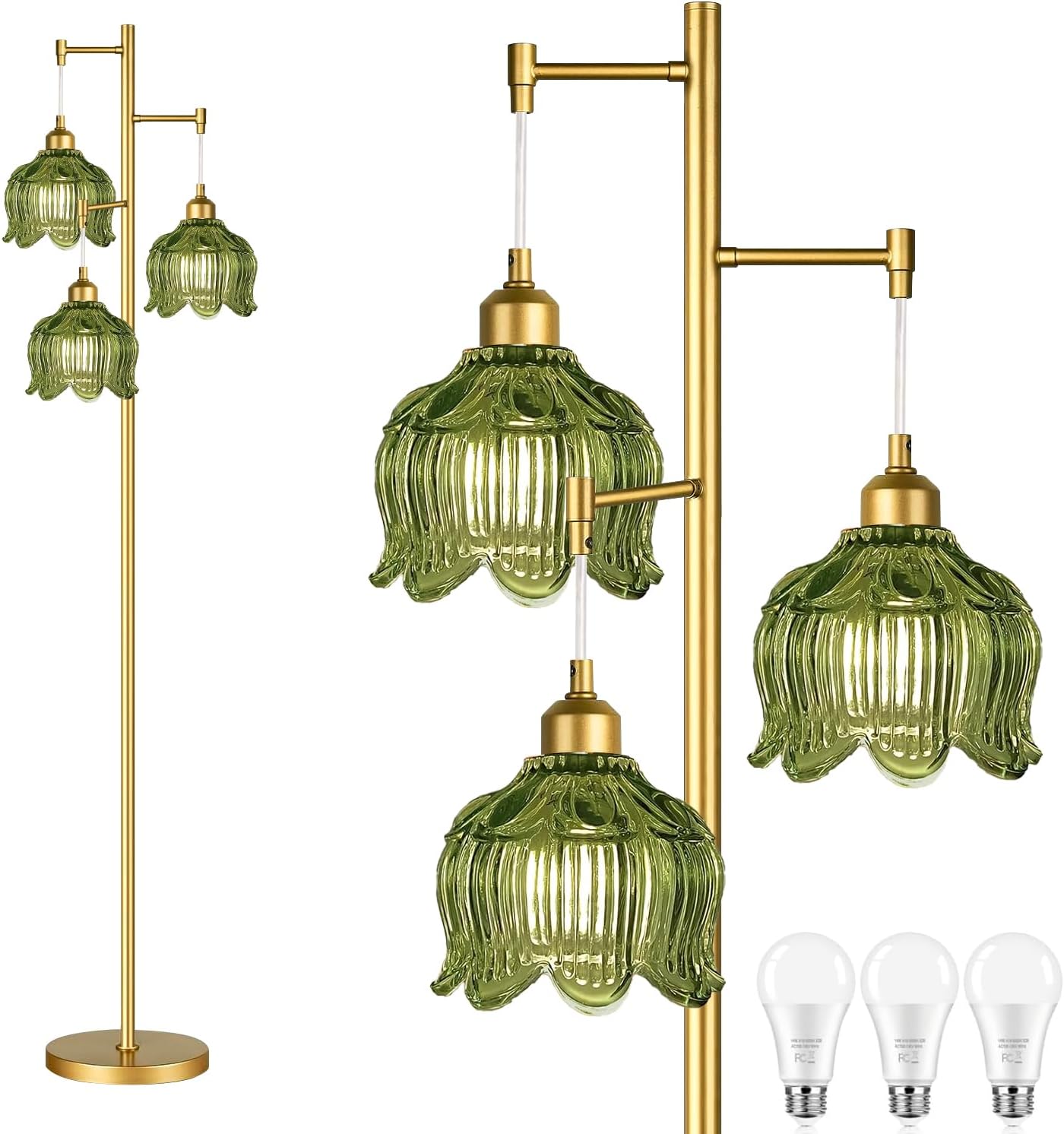 Lighting Decor For Room - Vintage Gold Glass Floor Lamp with