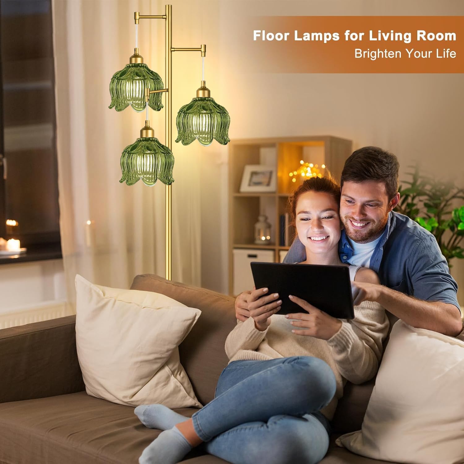 Vintage Gold Glass Floor Lamp  - Lighting Decor For Room 评论和价格