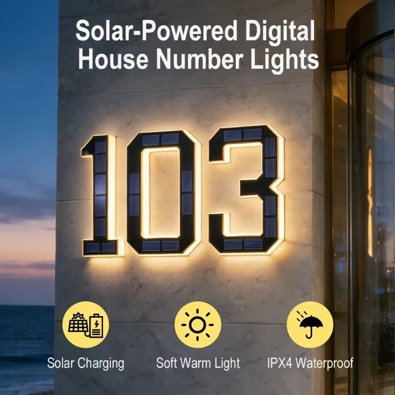 BORUiT LED olar House Number L - Lighting Decor For House 评论和价格
