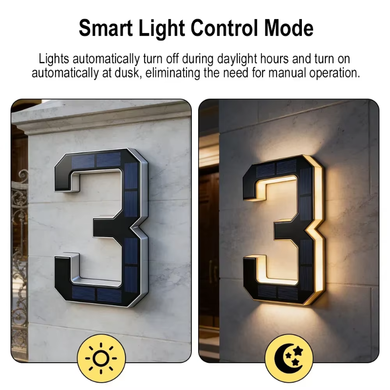 BORUiT LED olar House Number L - Lighting Decor For House 评论和价格