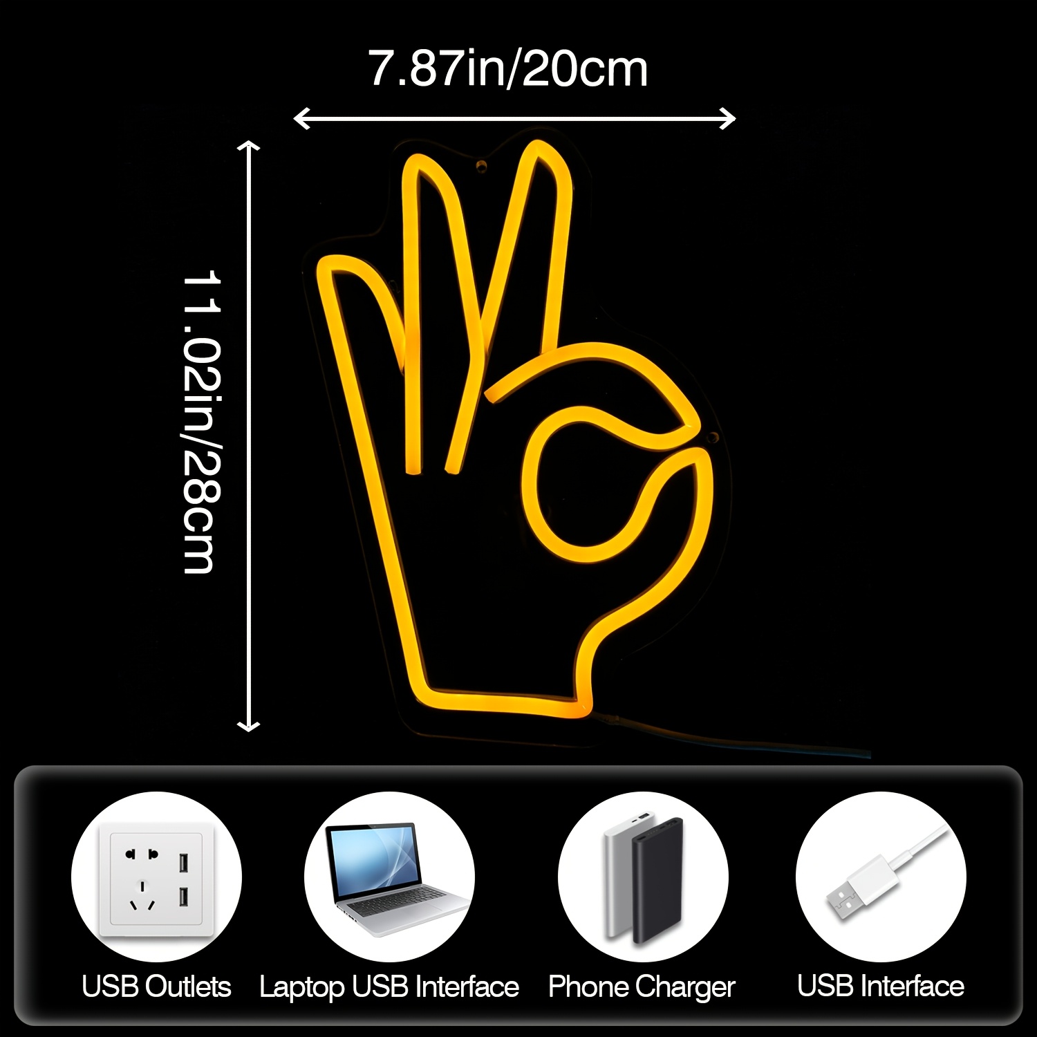 1pc OK Gesture Finger Neon Sig - Ok Lighting Decor 评论和价格