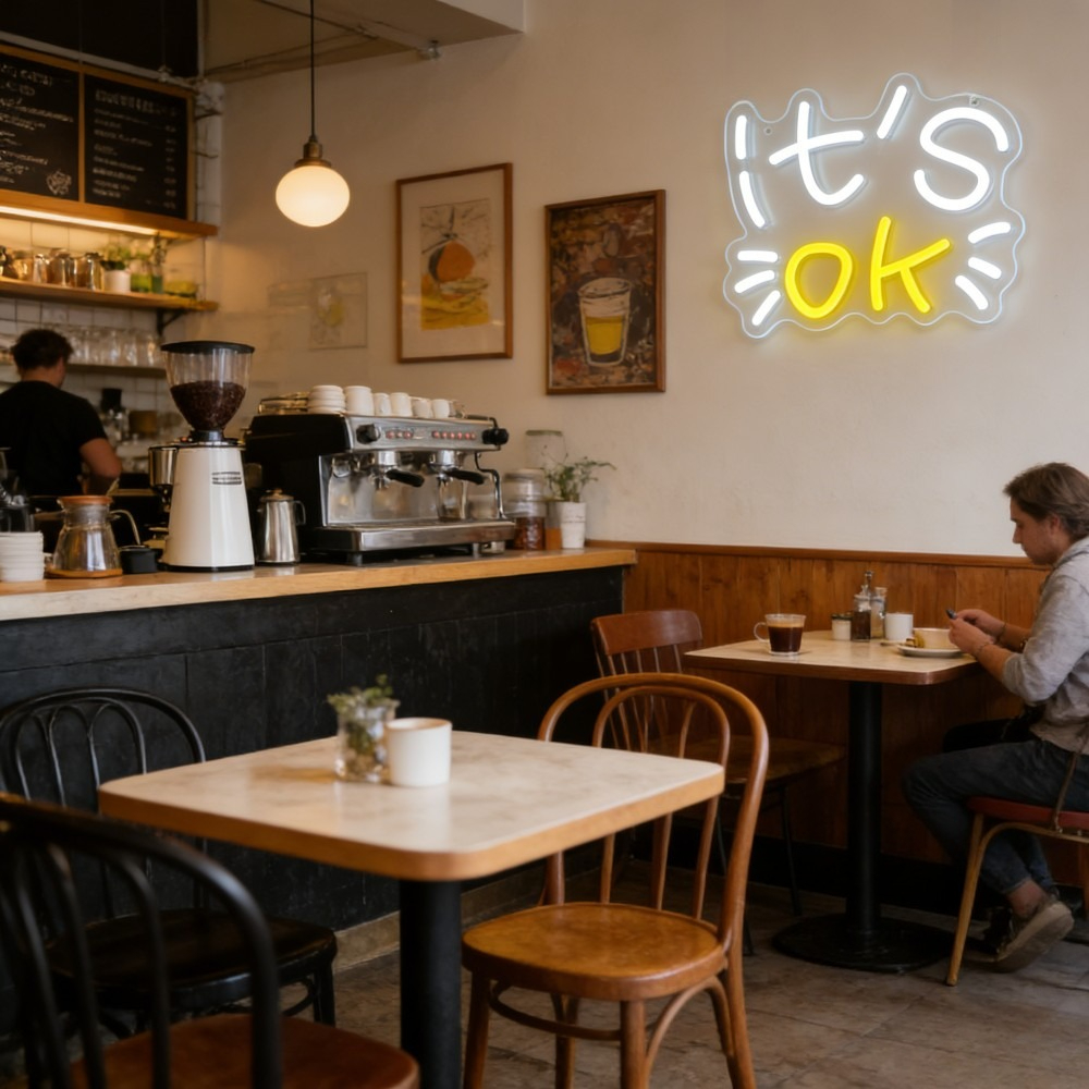 IT'S OK Cat Face Neon Sign LED - Ok Lighting Decor 评论和价格