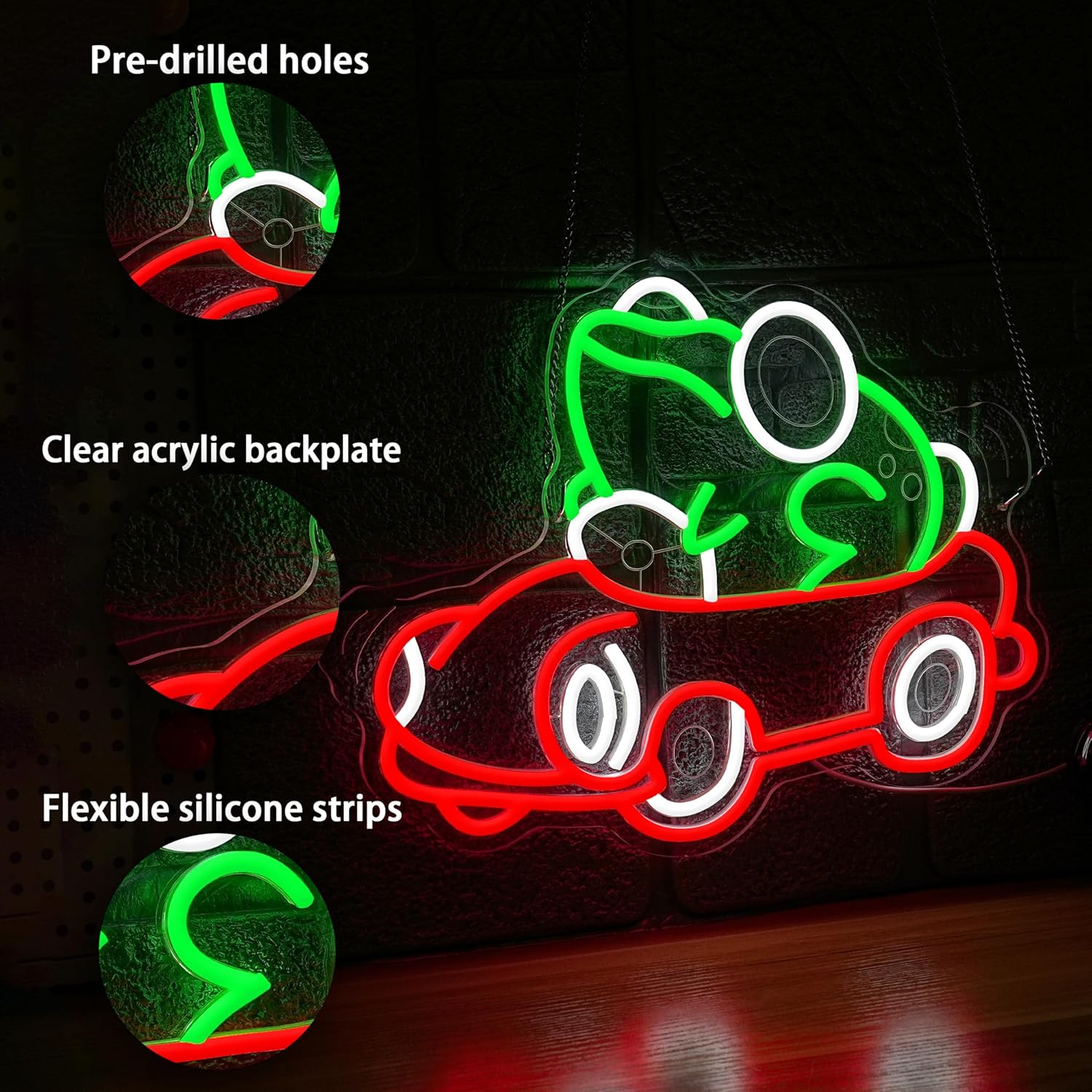 Frog Driving Car Neon Sign Art - Room Lighting Bedroom Decor 评论和价格