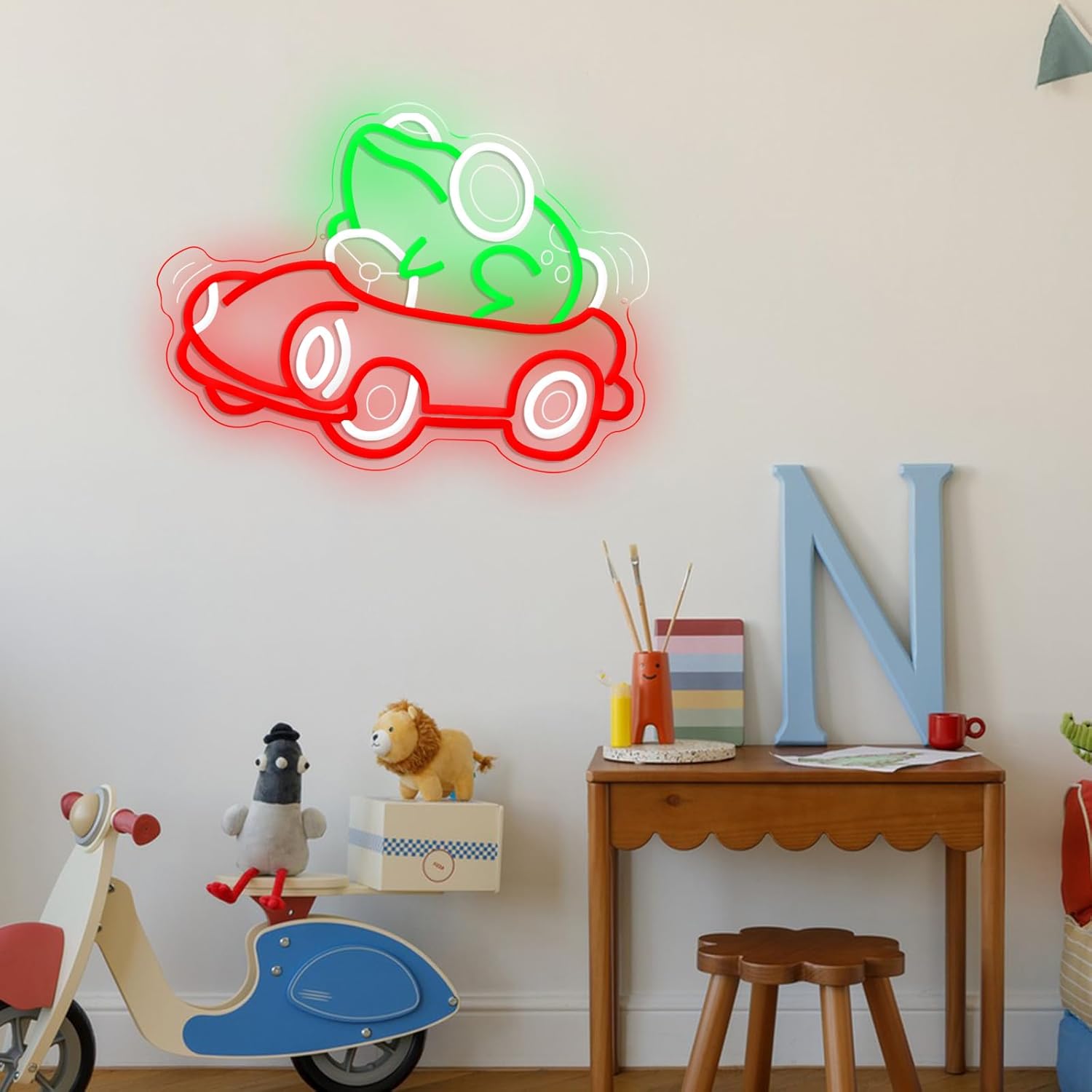 Frog Driving Car Neon Sign Art - Room Lighting Bedroom Decor 评论和价格