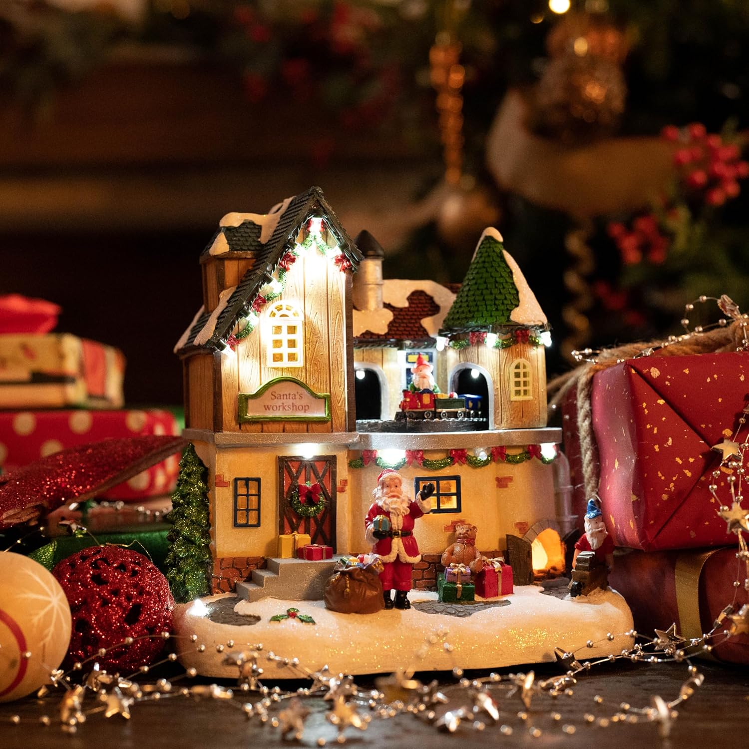 Christmas Village Lighted Sant - Lighting Decor For House 评论和价格