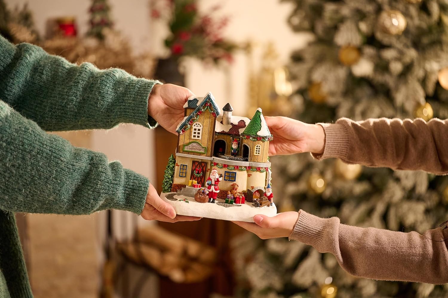 Christmas Village Lighted Sant - Lighting Decor For House 评论和价格