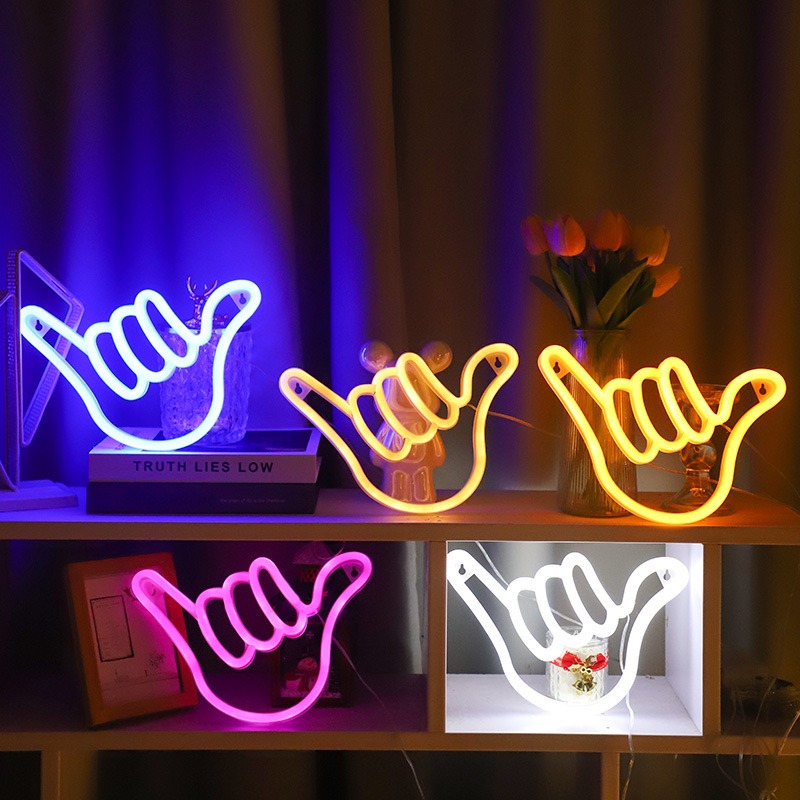 LED Neon Sign Peace Hand Win V - Ok Lighting Decor 评论和价格