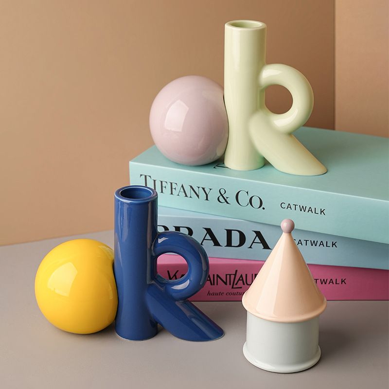 4Colors OK-Shaped Ceramic Vase - Ok Lighting Decor 评论和价格