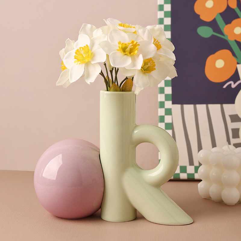 4Colors OK-Shaped Ceramic Vase - Ok Lighting Decor 评论和价格