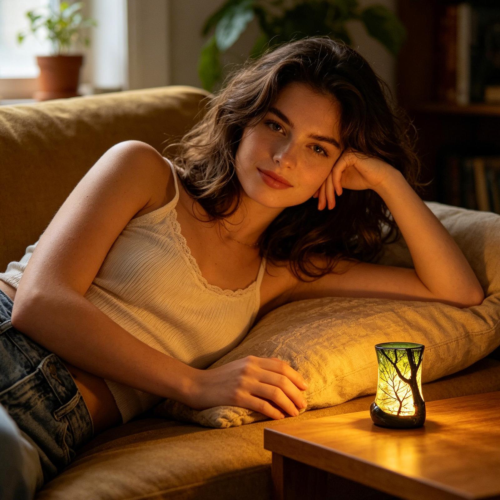 Bedside Table Lamp Forest Nigh - Room Lighting Bedroom Decor 评论和价格
