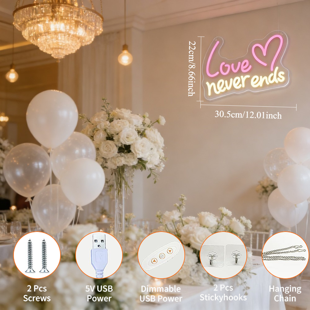 Love Never Ends LED Neon Sign  - Lighting Decoration Ideas For Home 评论和价格