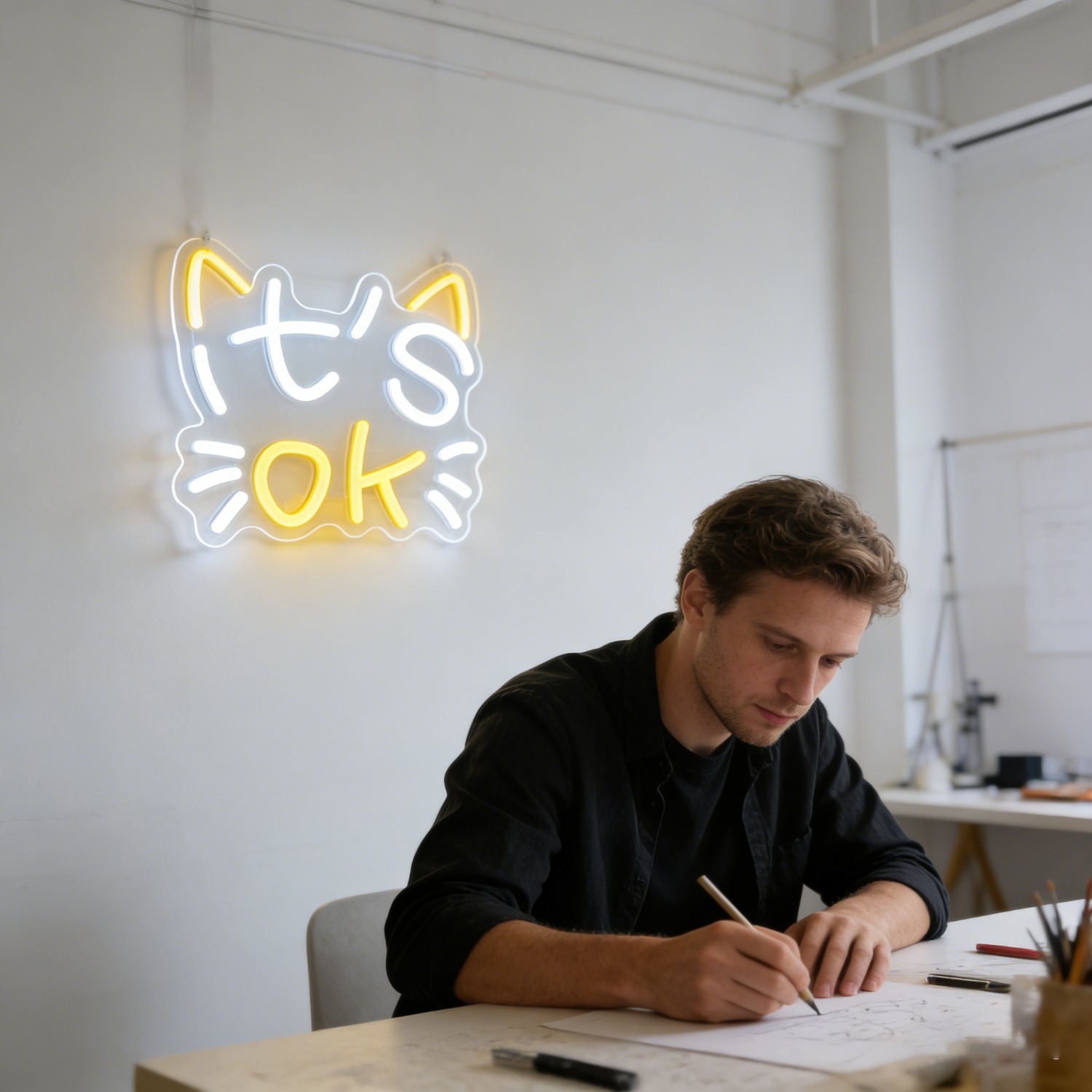 IT'S OK Wave Shape Neon Sign L - Ok Lighting Decor 评论和价格