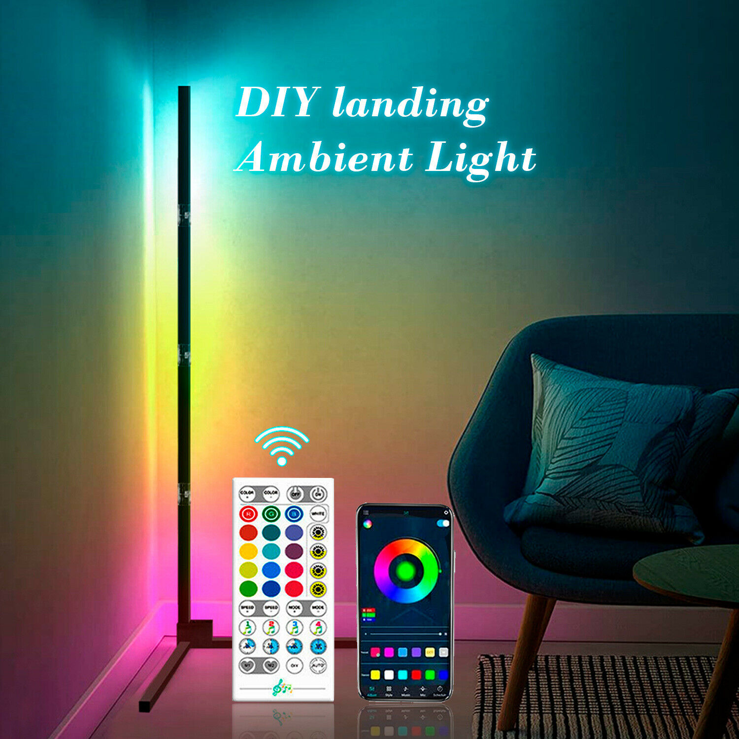 Modern RGB LED Corner Lamp, St - Decor Lighting Floor Lamps 评论和价格