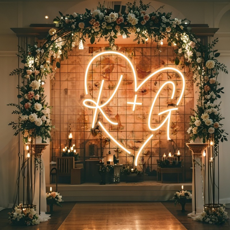 Custom Initials Heart LED Neon - Lighting Decoration For Wedding 评论和价格