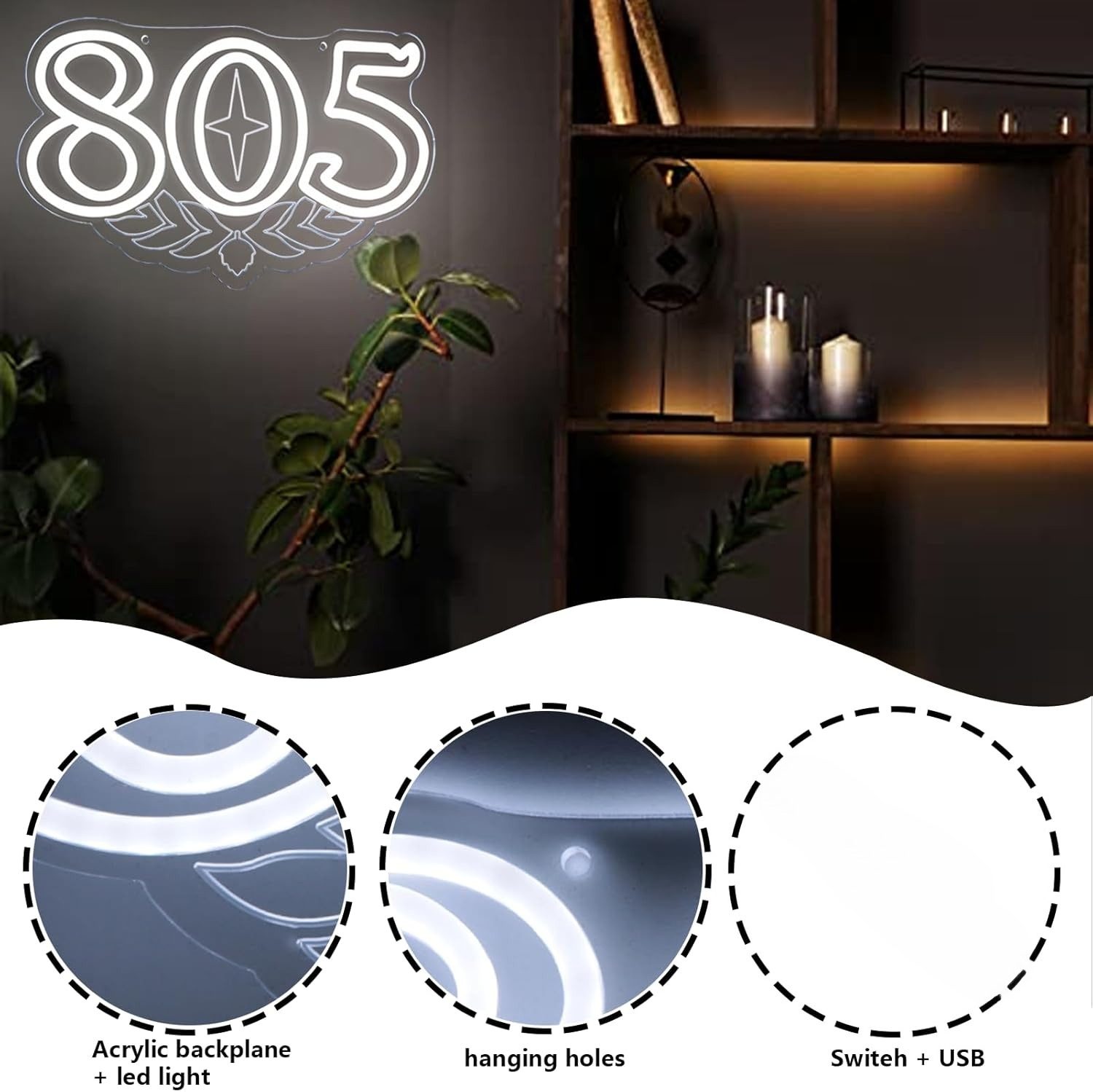 805 Neon Sign Beer Bar Art Wal - Room Lighting Bedroom Decor 评论和价格