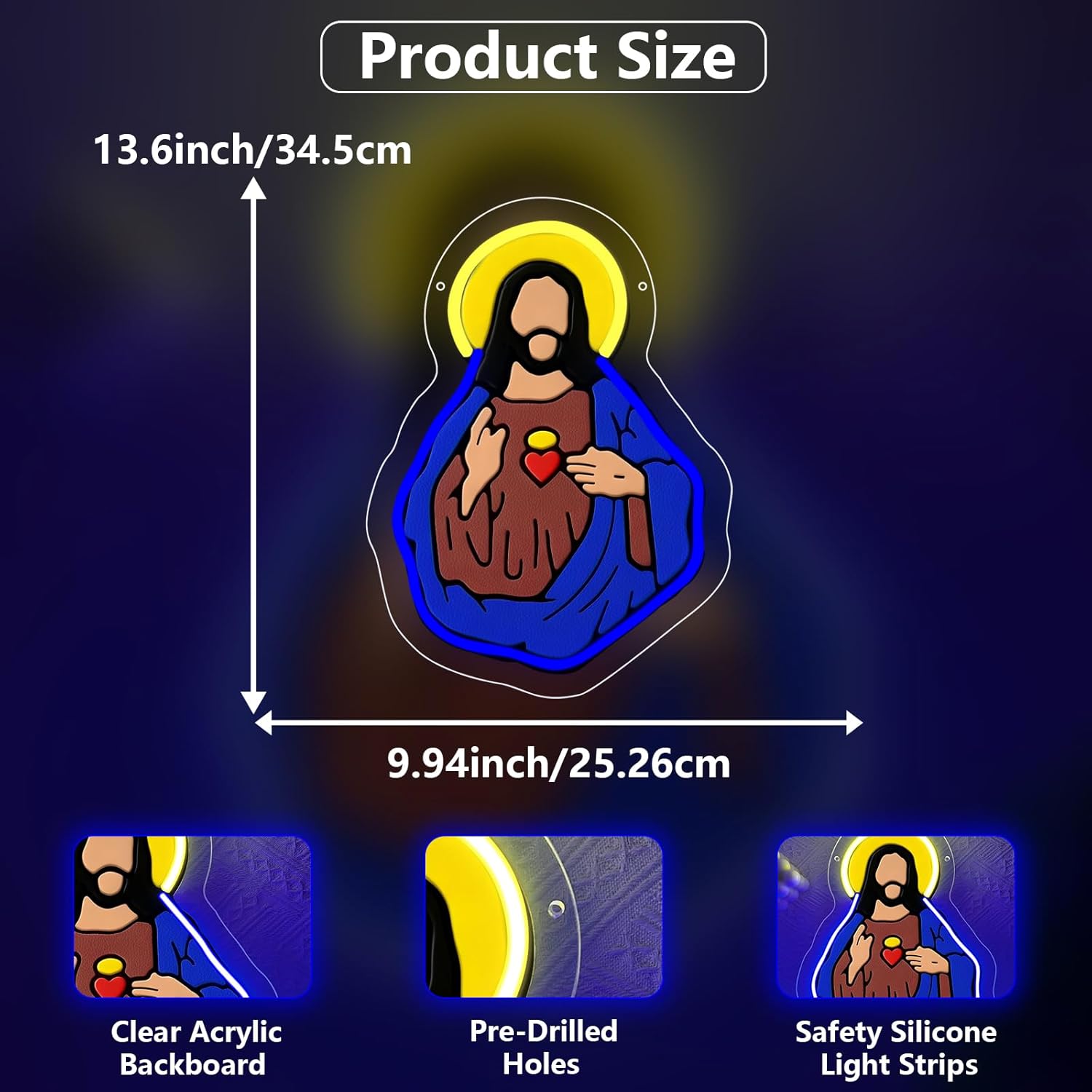 Sacred Heart of Jesus Neon Sig - Lighting Decoration For Wedding 评论和价格