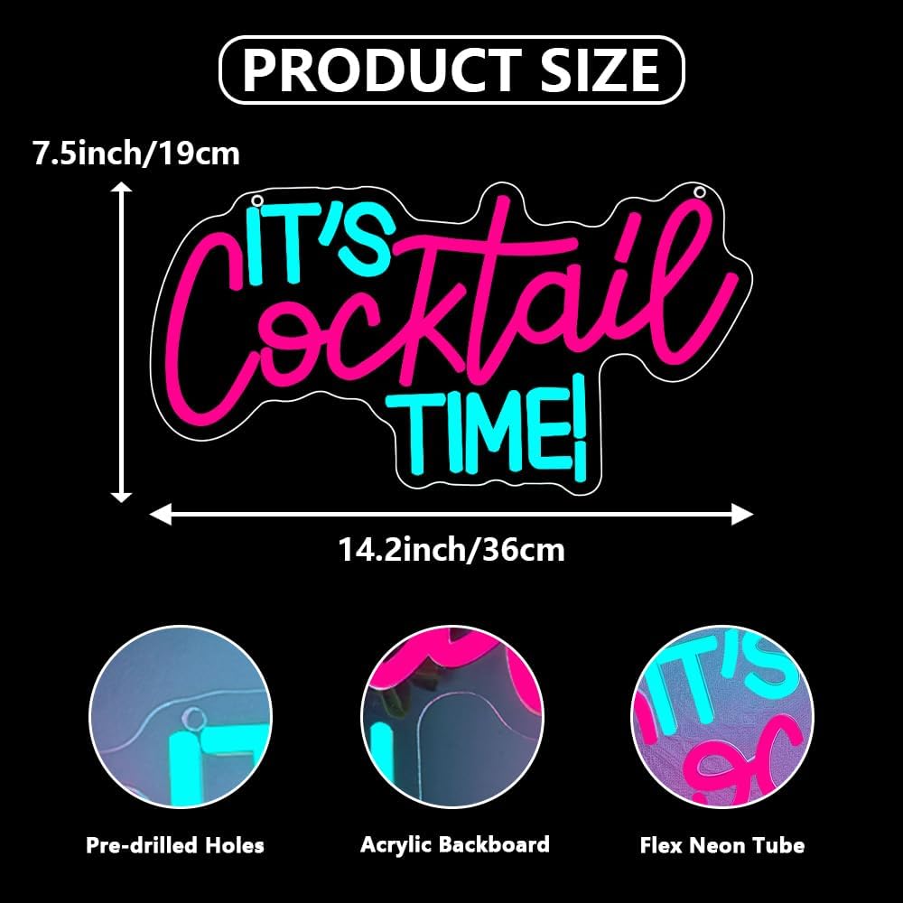 Cocktails Neon Sign USB Powere - Room Lighting Bedroom Decor 评论和价格