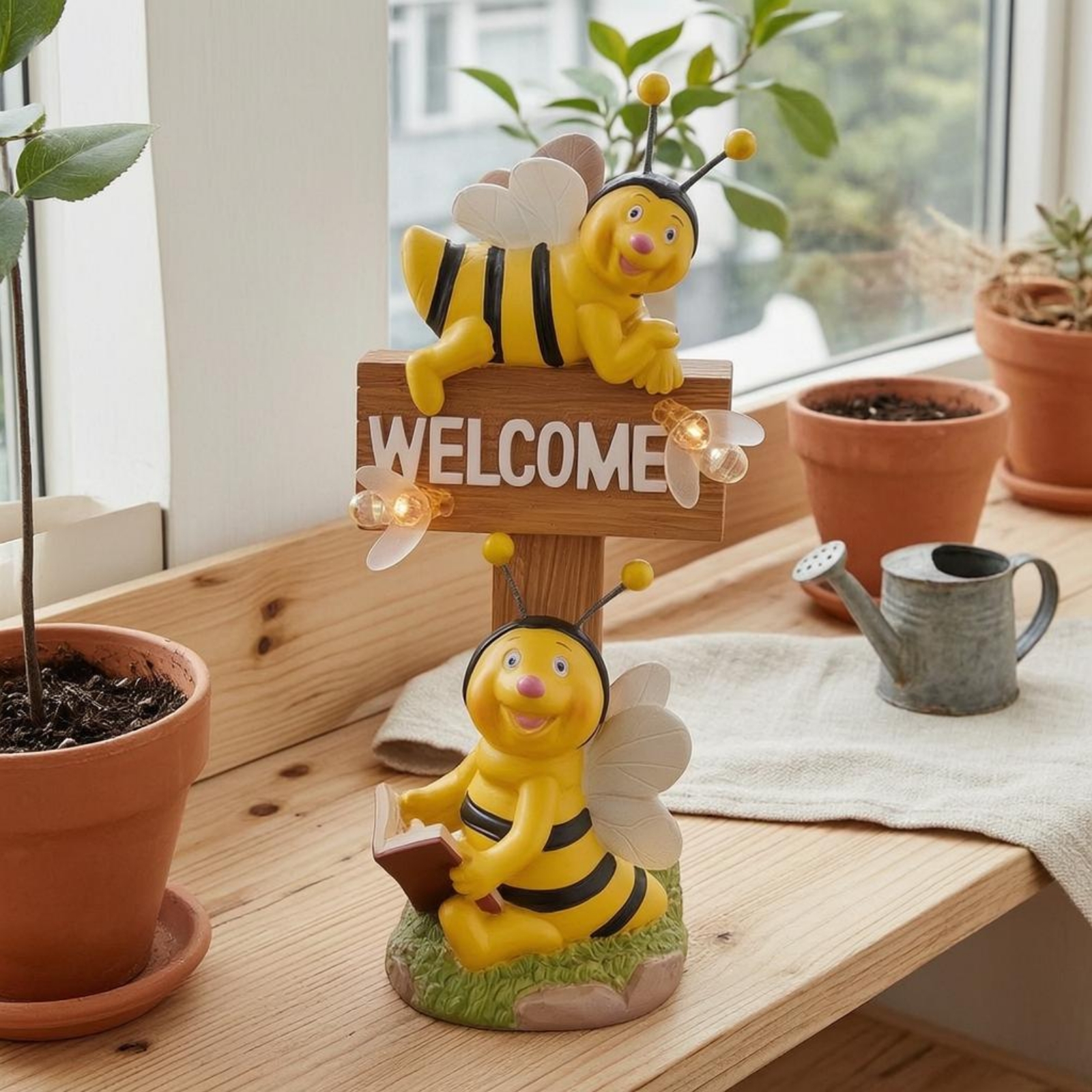 Bee Welcome Sign Warm Light Be - Garden Lighting Decor 评论和价格