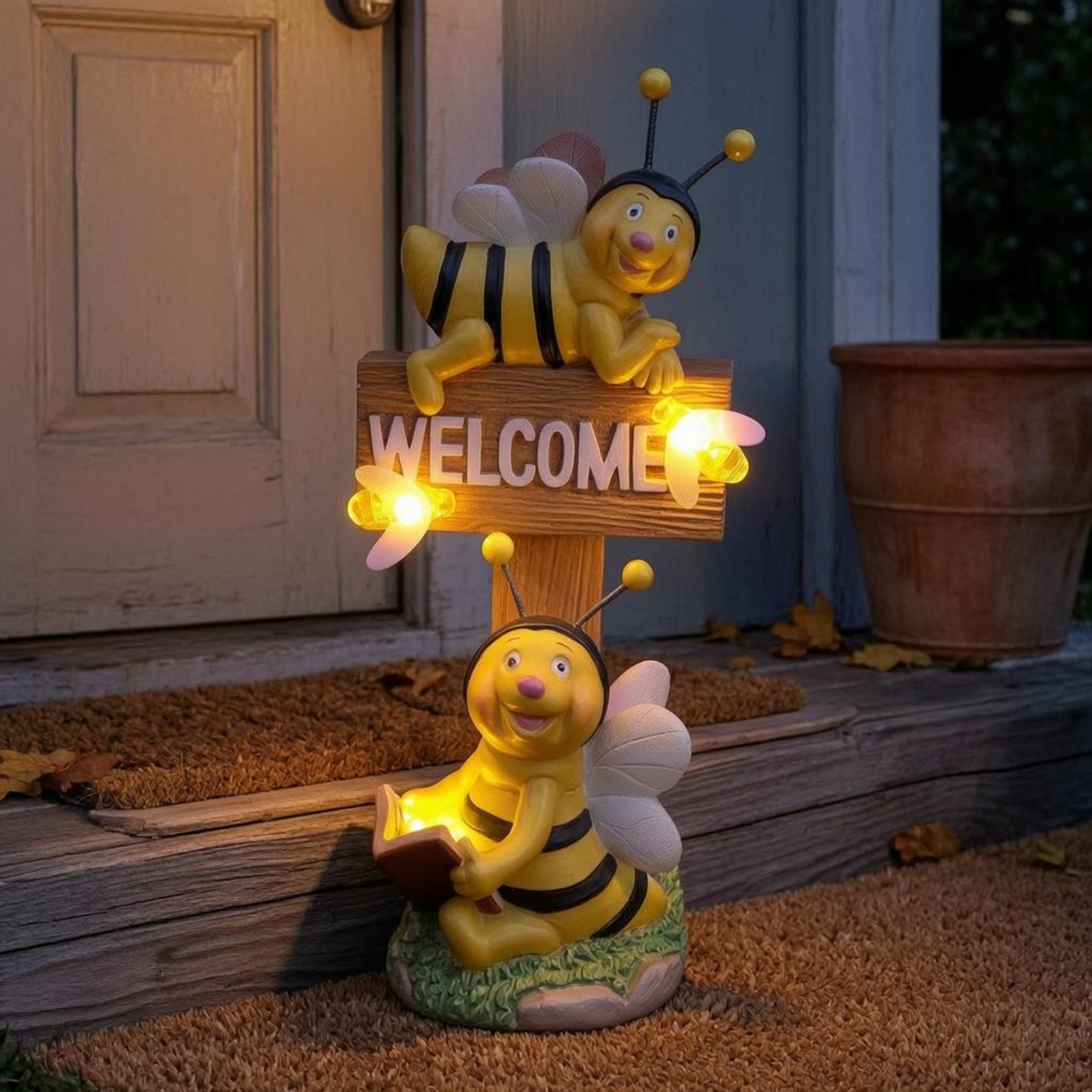 Bee Welcome Sign Warm Light Be - Garden Lighting Decor 评论和价格