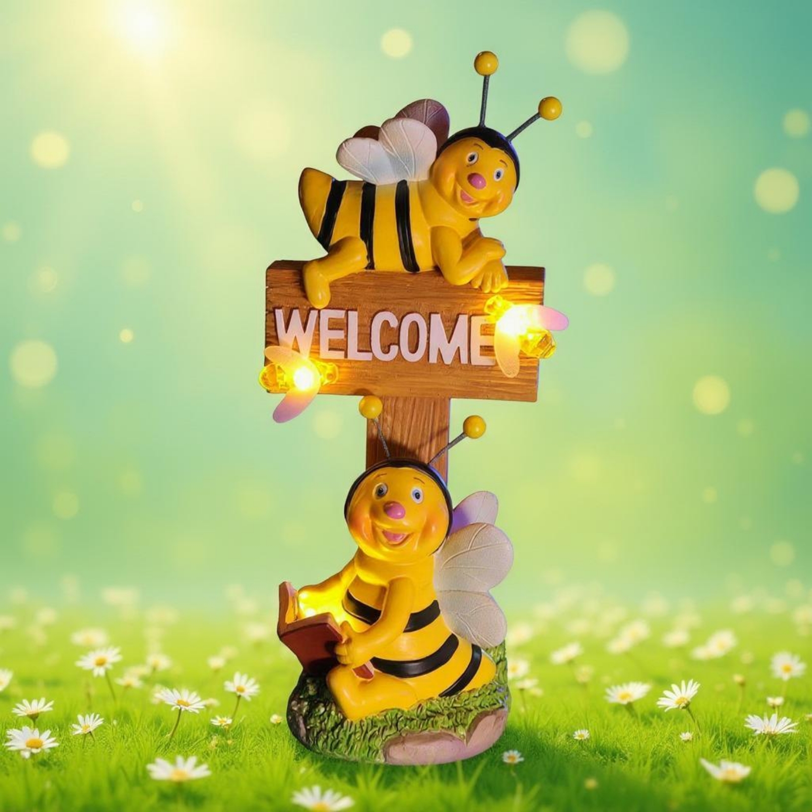Bee Welcome Sign Warm Light Be - Garden Lighting Decor 评论和价格