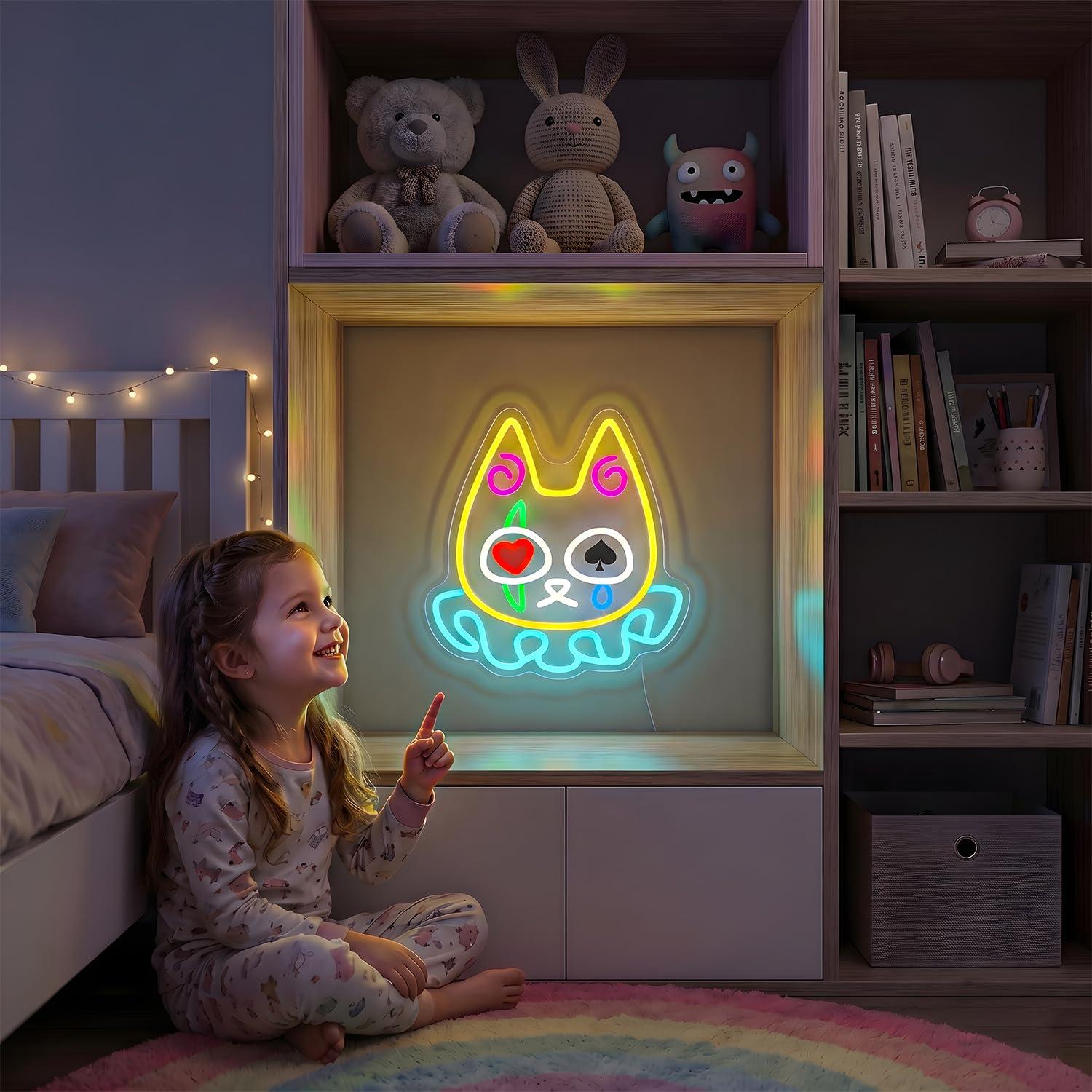 Cat Poker Neon Sign USB Dimmab - Room Lighting Bedroom Decor 评论和价格
