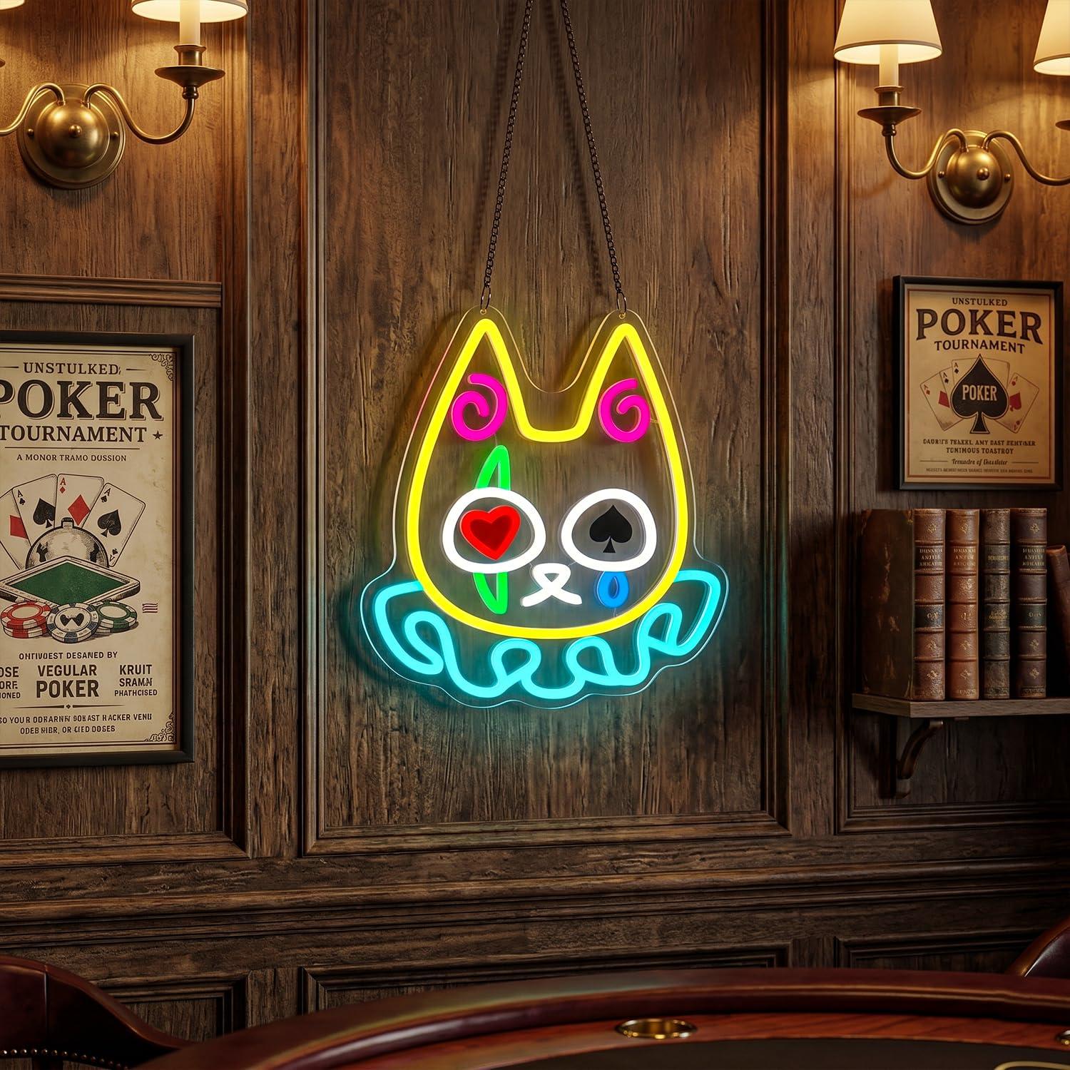 Cat Poker Neon Sign USB Dimmab - Room Lighting Bedroom Decor 评论和价格