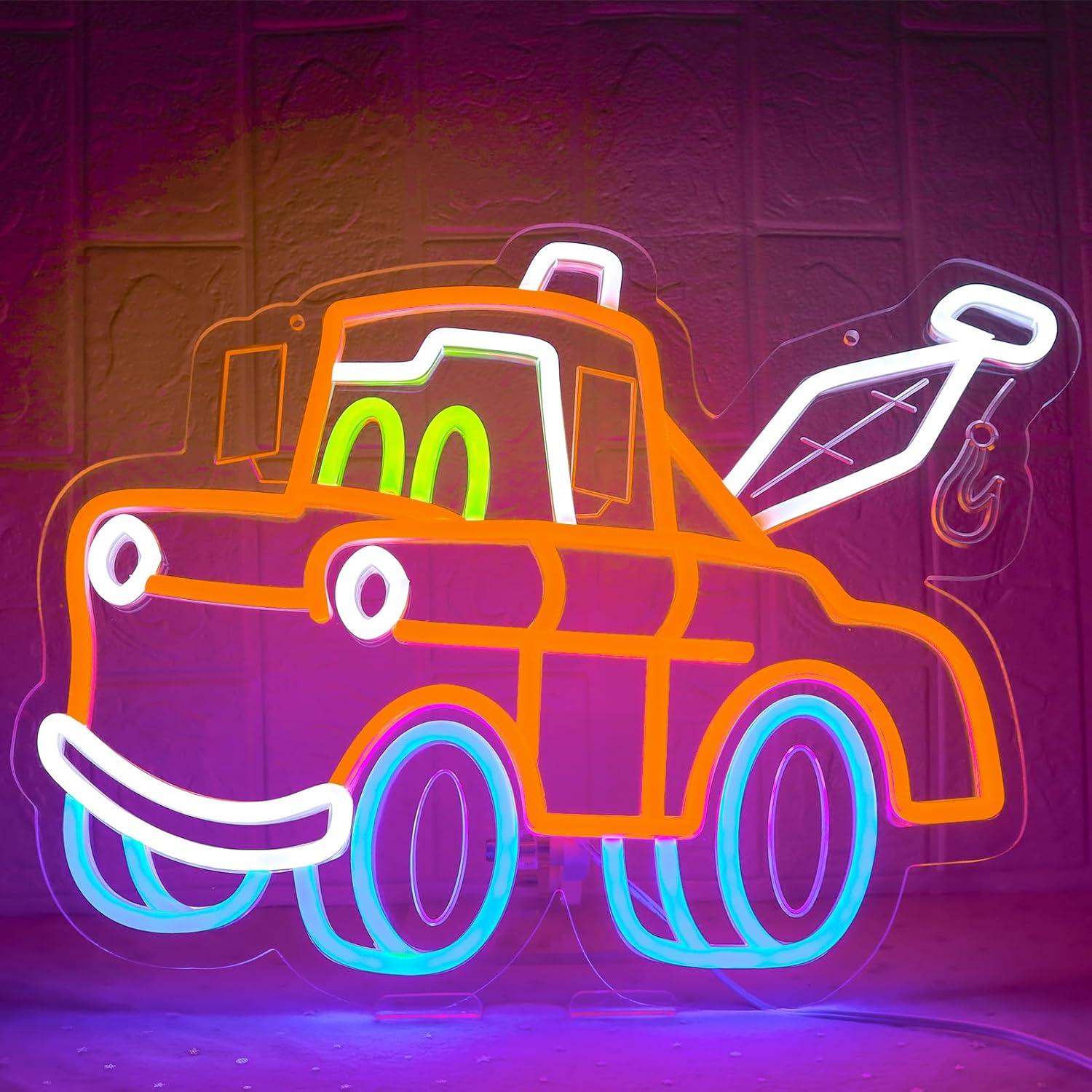 Cartoon Tow Truck Neon Sign US - Room Lighting Bedroom Decor 评论和价格