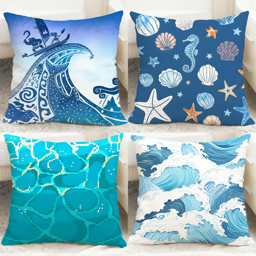 Light blue ocean ripple Cushio - Lighting Decor And Beyond 评论和价格