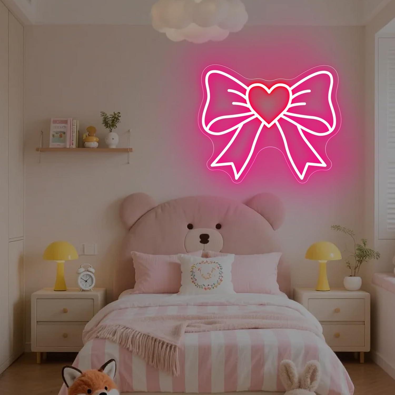 Bow Neon Signs USB Dimmable LE - Lighting Decor For Room 评论和价格