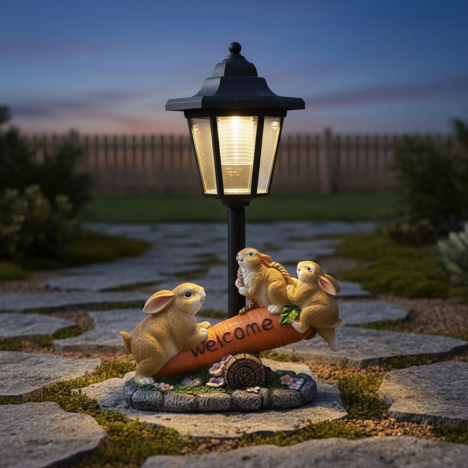 Solar Rabbit Statue Decorative - Garden Lighting Decor 评论和价格