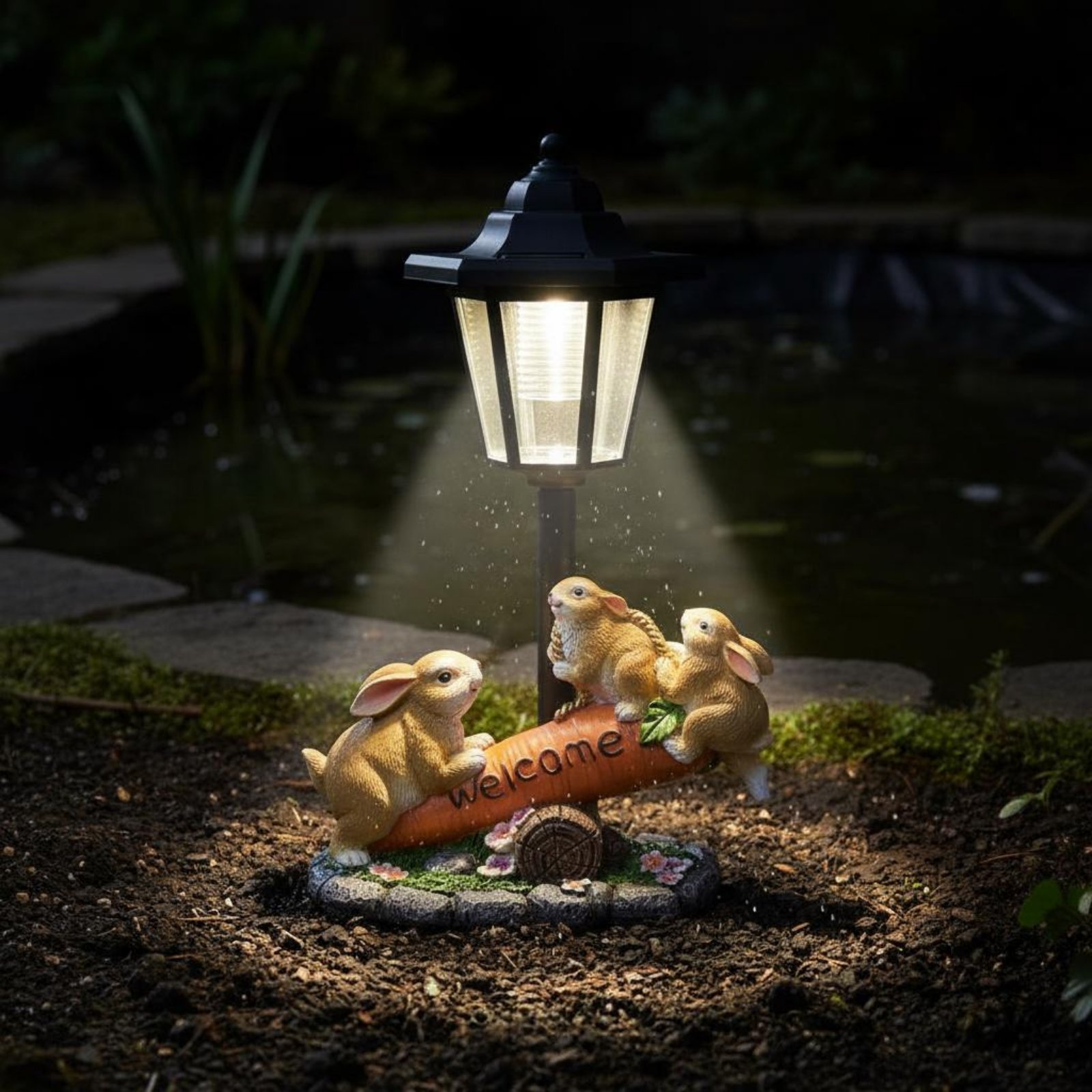 Solar Rabbit Statue Decorative - Garden Lighting Decor 评论和价格