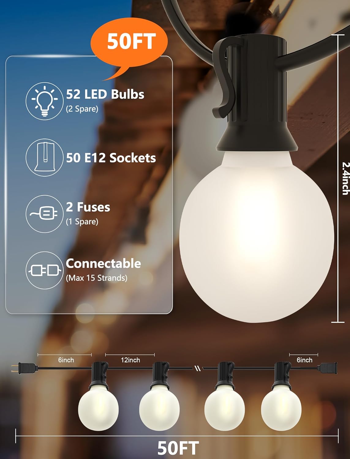 50FT Outdoor String Lights wit - String Light Outdoor 评论和价格