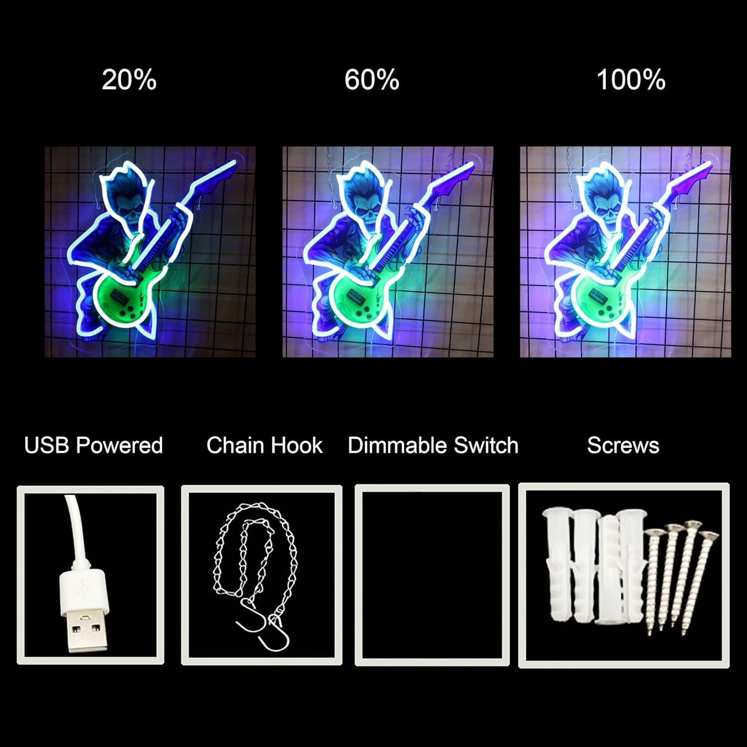Zombie Playing Electric Guitar - Room Lighting Bedroom Decor 评论和价格