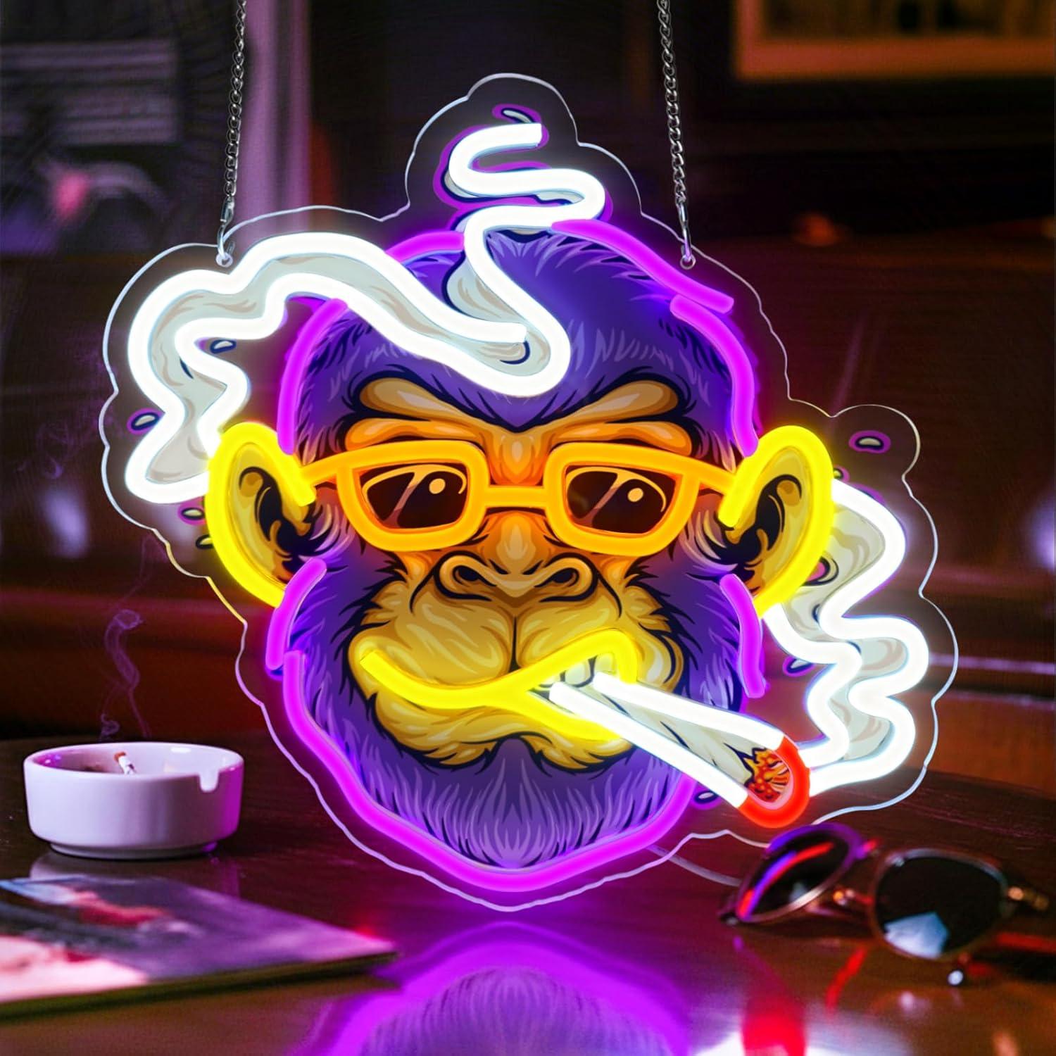 Cool Monkey Neon Sign Smoking  - Room Lighting Bedroom Decor 评论和价格