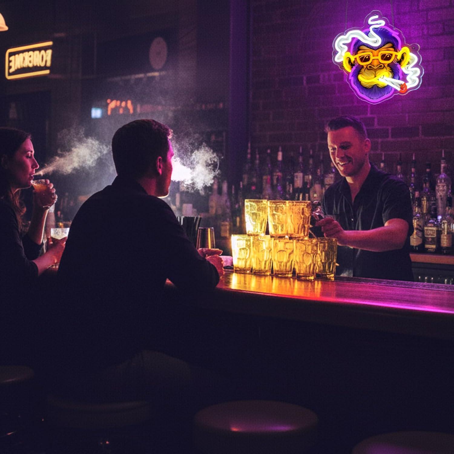 Cool Monkey Neon Sign Smoking  - Room Lighting Bedroom Decor 评论和价格