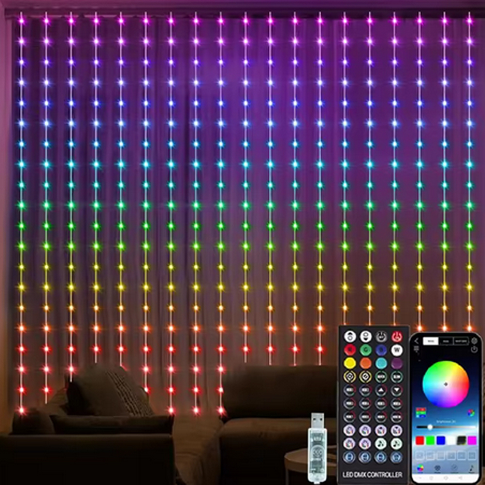 3M RGB Smart LED Curtain Light - Lighting Decoration For Wedding 评论和价格