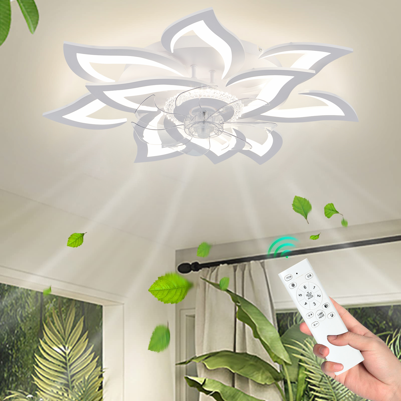 Flower Ceiling Fan with Lighti - Decor Lighting Fans 评论和价格