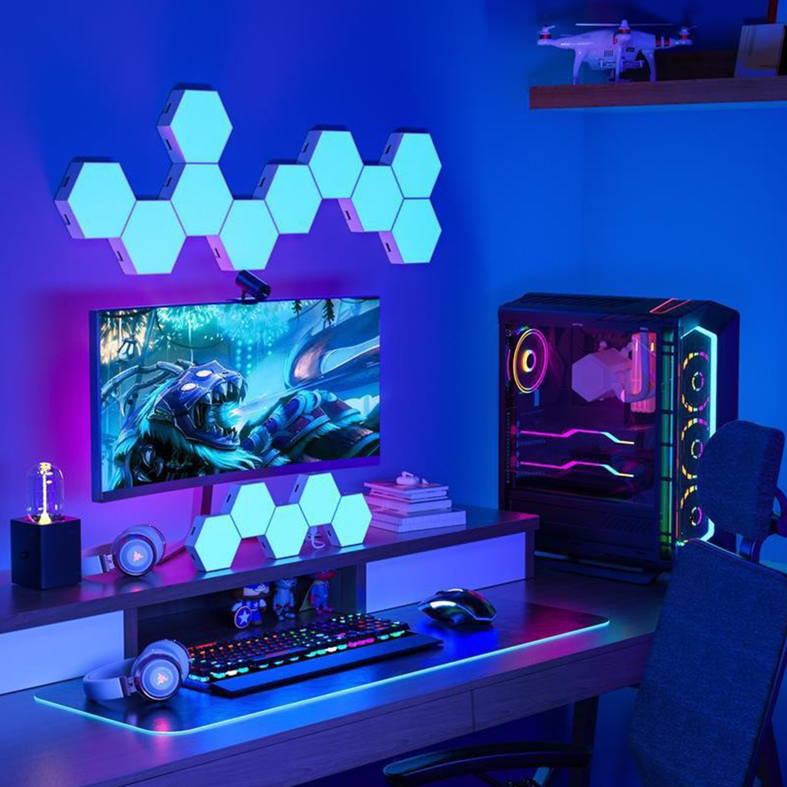 Remote control geometric hexag - Room Lighting Bedroom Decor 评论和价格