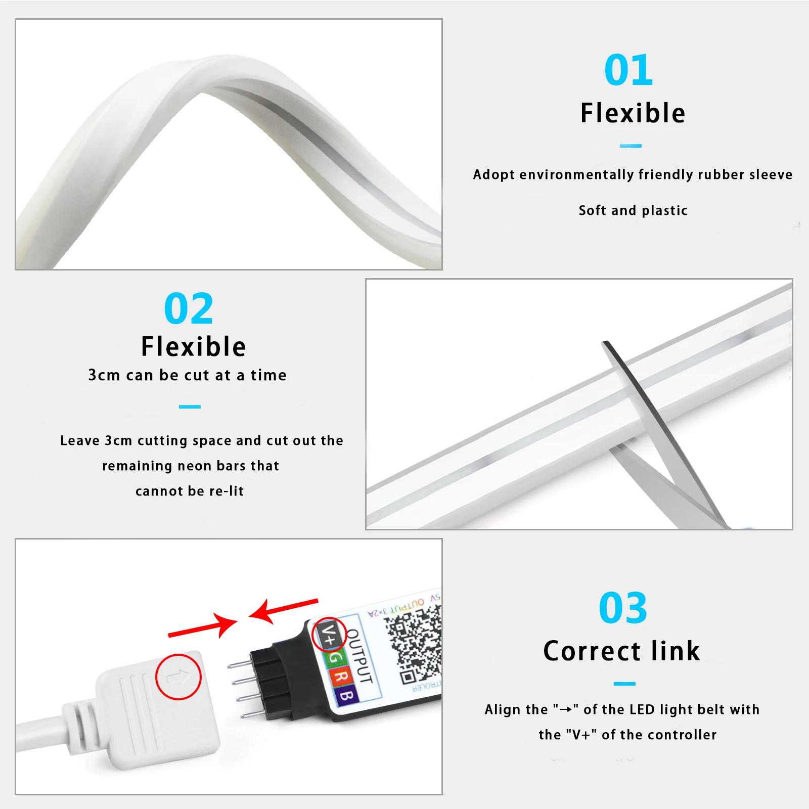 1-5m RGB LED Neon Strip Light  - Lighting Decor For Room 评论和价格